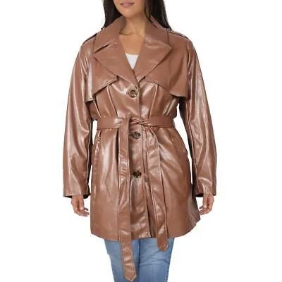 Женский коричневый тренч из искусственной кожи Sam Edelman Outerwear Plus 2X BHFO 0515