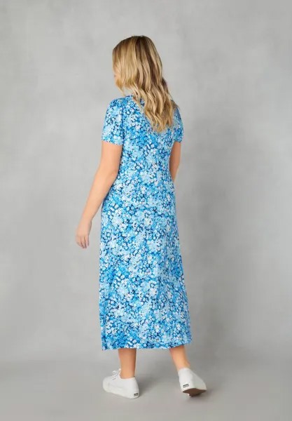 Платье из джерси FLORAL TIE FRONT MIDI Live Unlimited London, синий