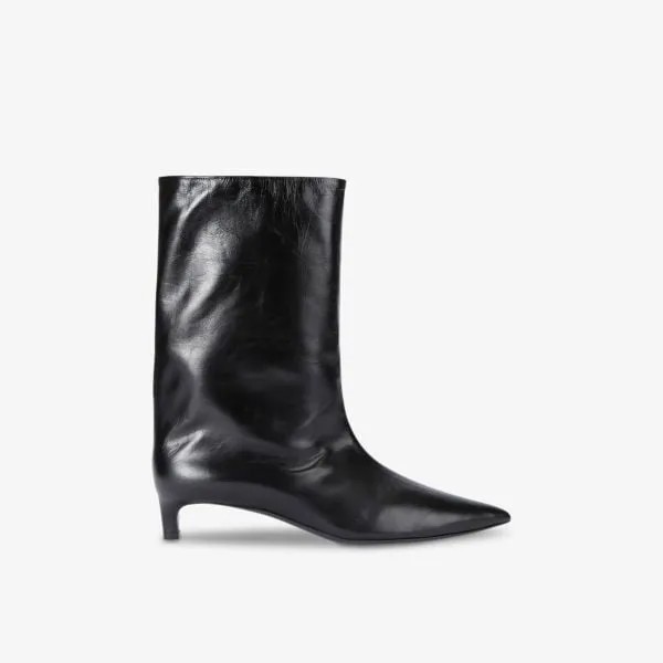 Ботильоны из кожи с острым носком и каблуком-рюмочкой Jil Sander, черный