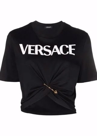 Versace присборенная футболка с декором Medusa