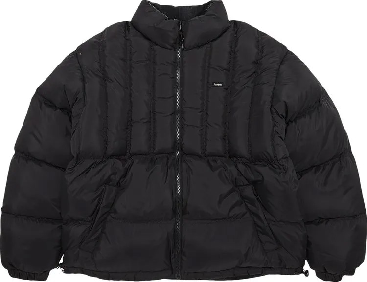 Пуховик Supreme Flannel Reversible Puffer Jacket 'Black', черный