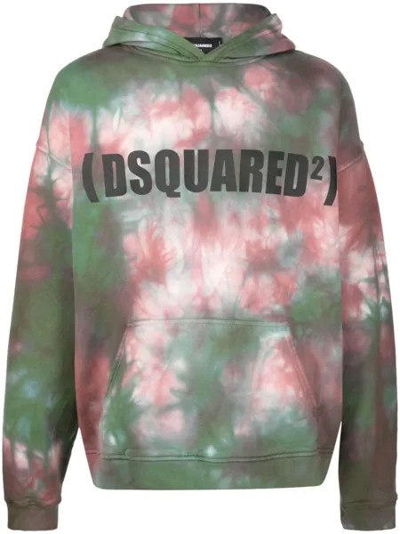 Dsquared2 худи с принтом тай-дай и логотипом, зеленый