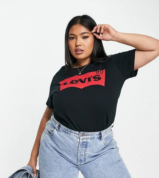 Черная футболка с логотипом в виде летучей мыши Levi's Plus Perfect-Черный