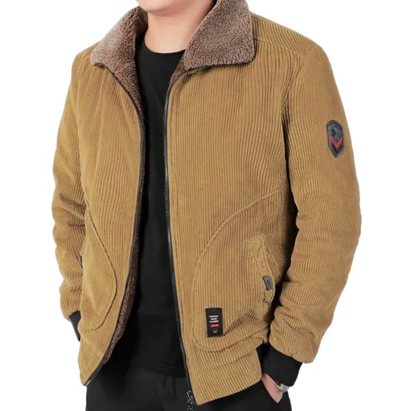 Мужская куртка из теплого вельветового пальто на открытом воздухе из флиса