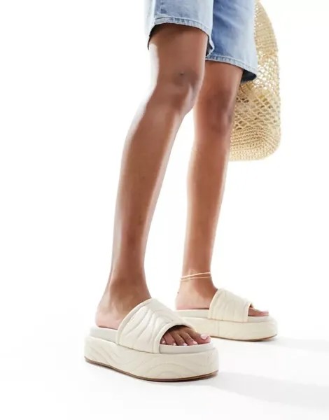 Шлепанцы Public Desire Mylo из камня с плоской подошвой на платформе