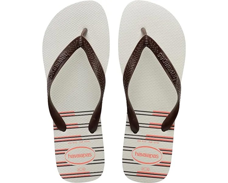 Сандалии Havaianas Top Basic Flip Flop Sandal, цвет White/Dark Brown