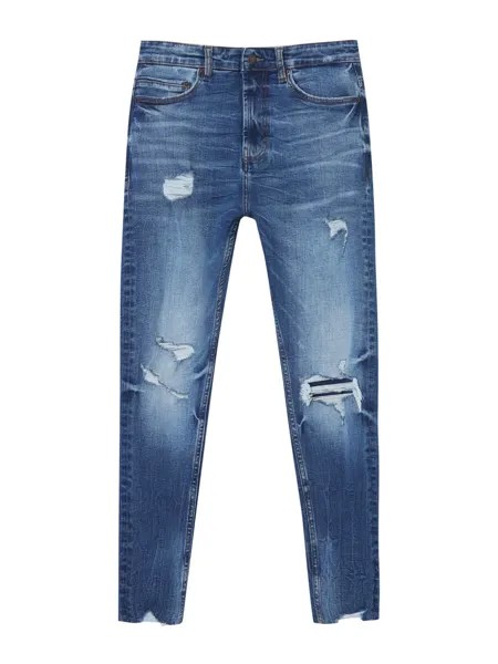 Джинсы узкого кроя Pull&Bear, синий
