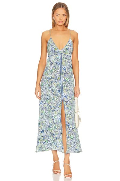 Платье миди Poupette St Barth Denise, цвет White & Blue Nature