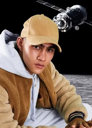 Бежевая вельветовая бейсболка ASOS DESIGN-Коричневый