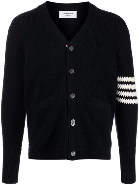 Шерстяной кардиган с полосками 4-Bar Thom Browne, синий