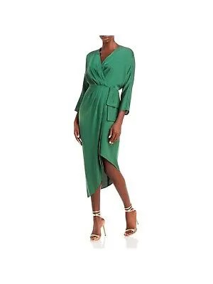 Женское зеленое миди-платье BCBG MAXAZRIA с асимметричным подолом на подкладке и рукавами «летучая мышь» 6