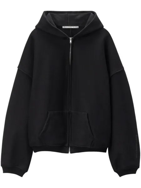 Alexander Wang худи на молнии с тисненым логотипом, черный