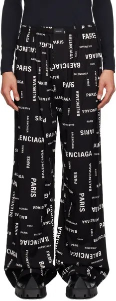 Черные пижамные брюки Balenciaga Scribble