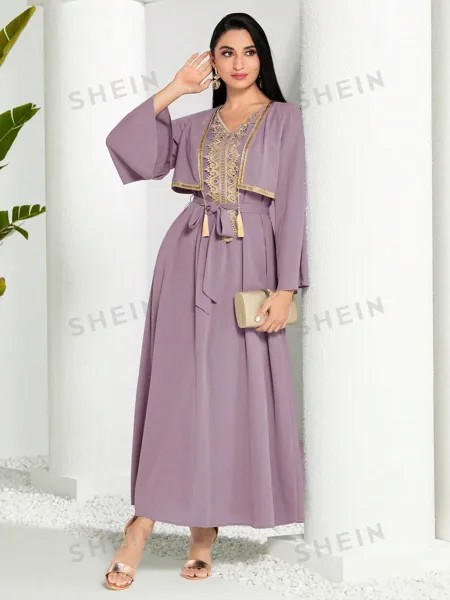 Платье арабское Shein Modely в стиле пэчворк, розовый