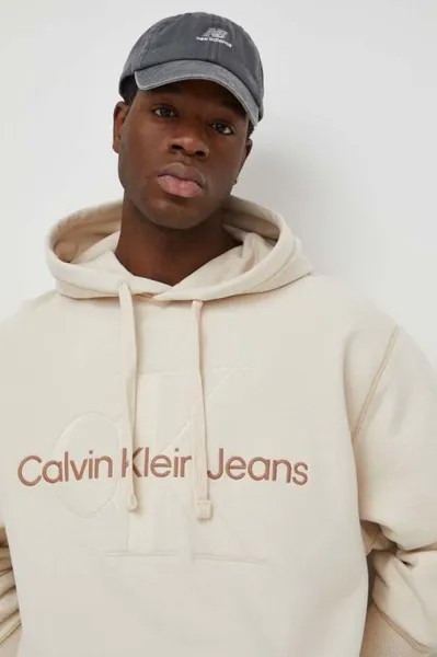 Хлопковая толстовка Calvin Klein Jeans, бежевый