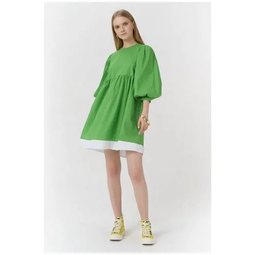Пышное мини-платье с воротником Ennergiia En_W11875_салатовый Зеленый 44-46