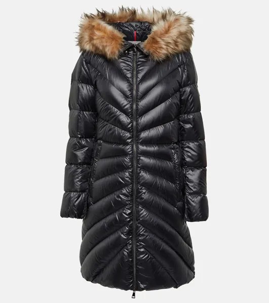 Пуховик chandre с отделкой из овчины Moncler, черный