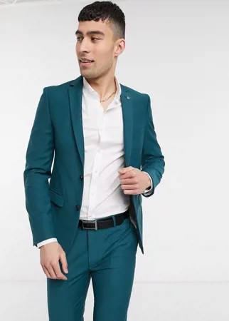 Сине-зеленый приталенный пиджак Avail London-Синий