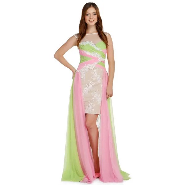 Женское вечернее платье Fierte Azr4442, кружевное мини-платье из цветного шифона, кремового, зеленого, розового цветов