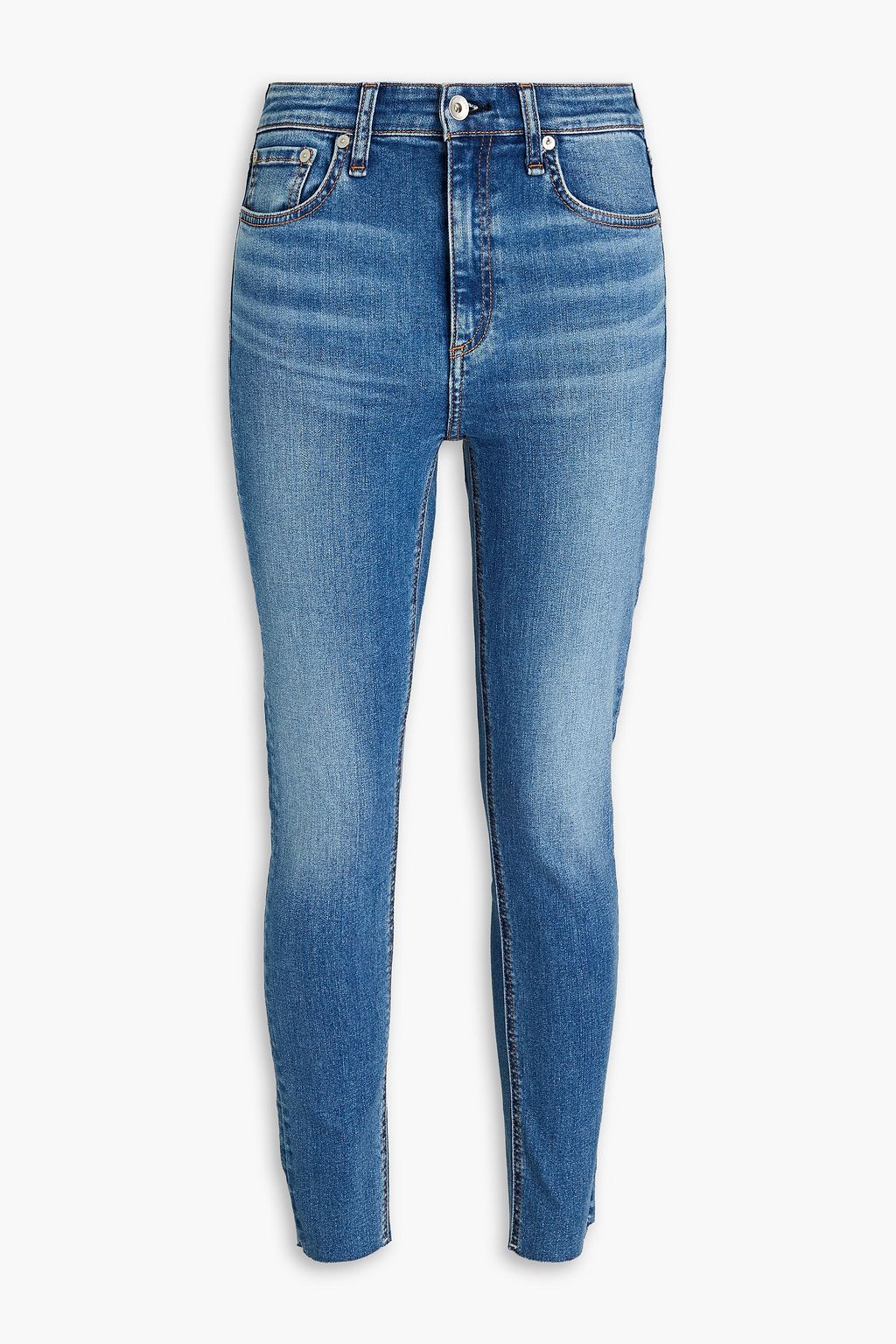 Укороченные джинсы скинни Nina с высокой посадкой RAG & BONE, синий
