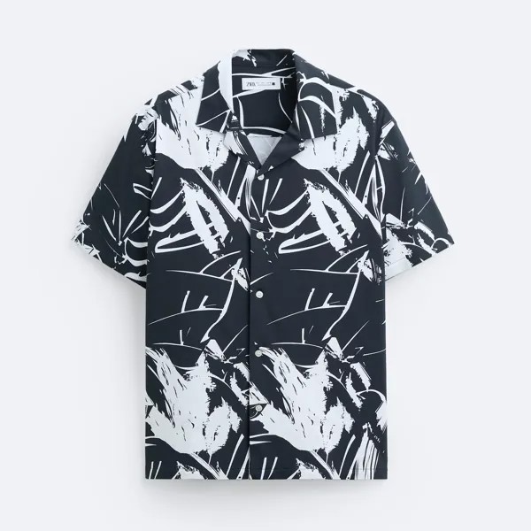 Рубашка Zara Streak Print, темно-синий