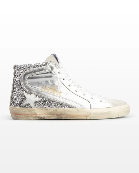 Кроссовки Slide Mid-Top из блестящей кожи Golden Goose