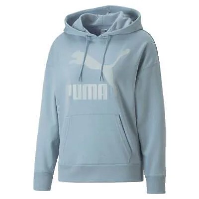 Puma Classics Logo Pullover Hoodie Женская синяя повседневная спортивная верхняя одежда 5318617