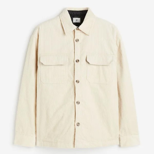 Куртка-рубашка H&M Loose Fit Corduroy, кремовый