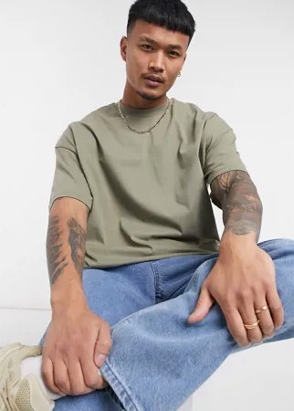 Удлиненная футболка в стиле oversized цвета хаки ASOS DESIGN-Зеленый цвет