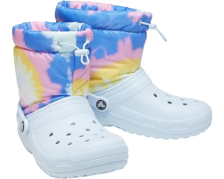 Ботинки Crocs Classic Lined Neo Puff Boot, цвет Mineral Blue/Tie-Dye