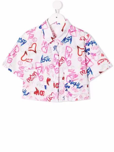 Pinko Kids рубашка с принтом граффити