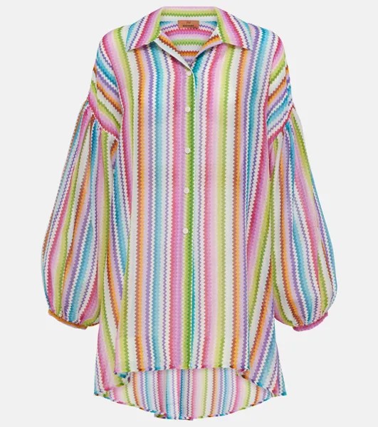 Рубашка из хлопка и шелка с зигзагом Missoni, мультиколор