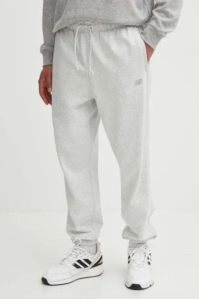 Хлопковые спортивные штаны New Balance, серый