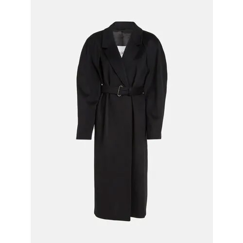 Пальто  CALVIN KLEIN демисезонное, шерсть, силуэт свободный, средней длины, размер 40, черный
