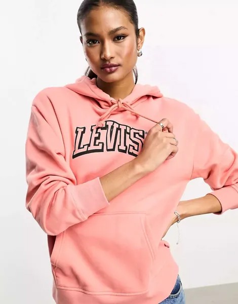 Розовая худи Levi's с небольшим спортивным логотипом