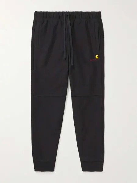 Зауженные спортивные штаны из смесового хлопка с американским шрифтом CARHARTT WIP, черный