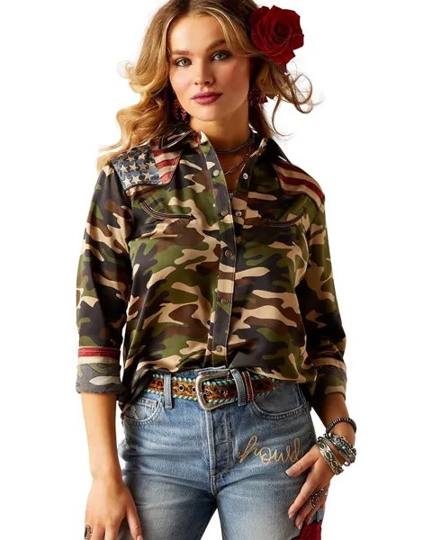 Рубашка Ariat Camo Pride Rodeo Quincy, цвет Wild West Usa