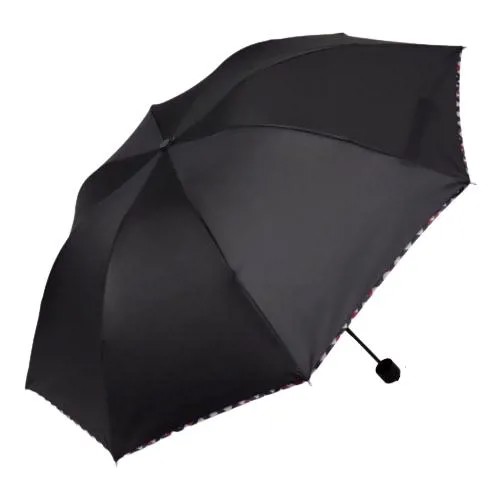 Зонт жен мех R47,5 3сл 8спиц П/Э Однотонный с оконт руч прям чёрн пакет