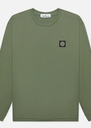 Мужской лонгслив Stone Island Patch Program Crew Neck, цвет оливковый, размер S