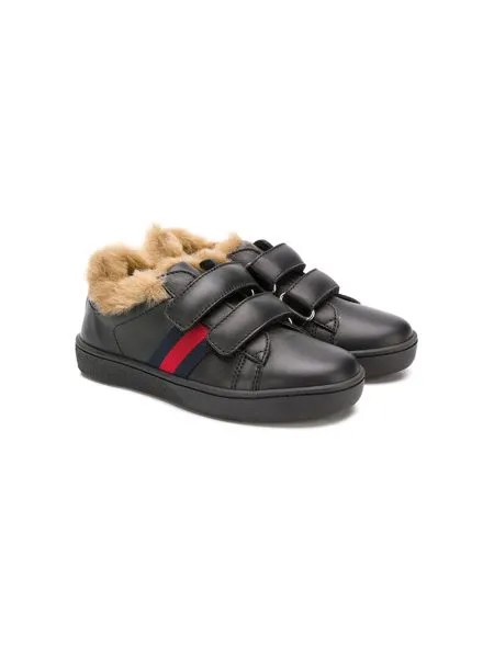 Gucci Kids кроссовки на липучках с полоской web