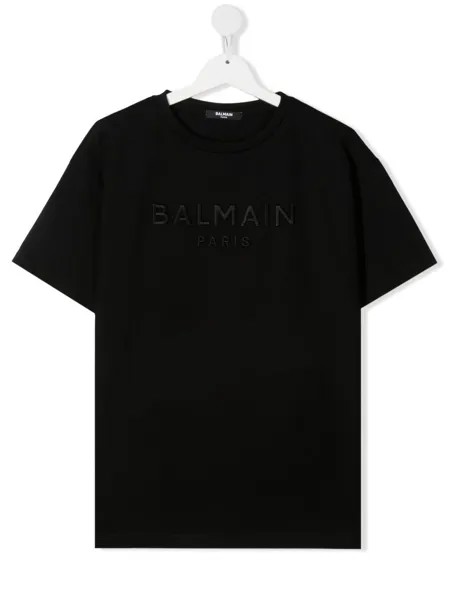 Balmain Kids футболка с тисненым логотипом