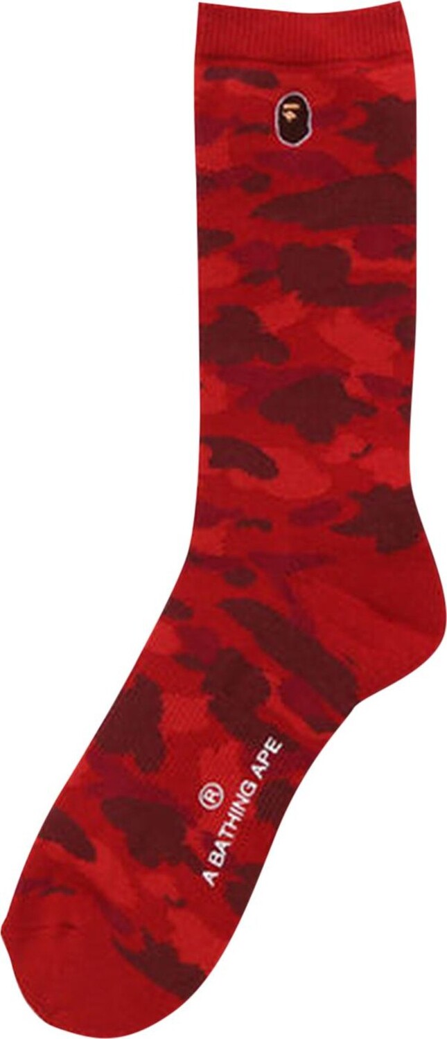 Носки BAPE Color Camo Ape Head One Point 'Red', красный