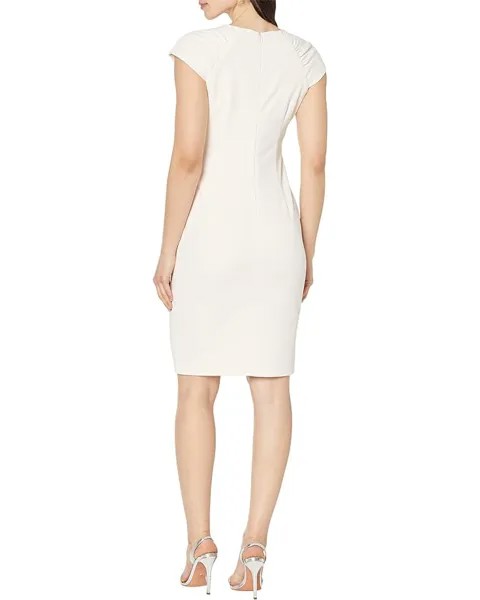 Платье Calvin Klein Scuba Crepe Sheath with Pleated Sleeve, цвет Blossom