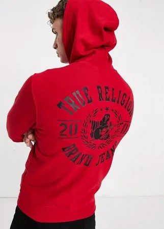 Худи на молнии с логотипом True Religion-Красный
