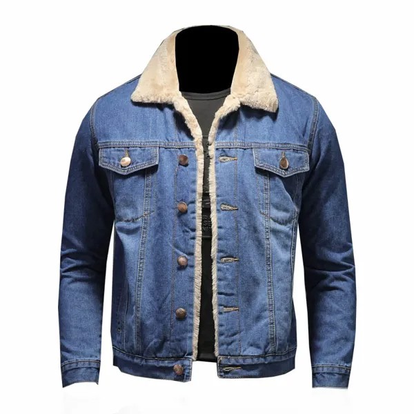 Men's Winter Warm Denim Jackets And Coats Fleece Lined Thermal Outwear Tops Plus Size S-5XL Windbreak