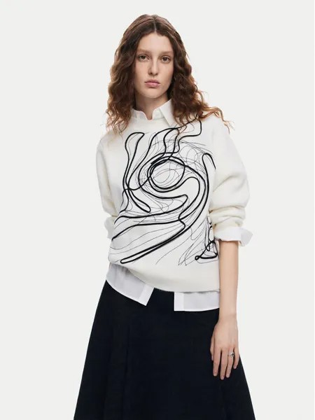Пуловер свободного кроя Desigual, белый