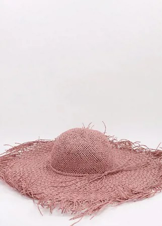Соломенная шляпа розового цвета с необработанными краями South Beach-Розовый цвет
