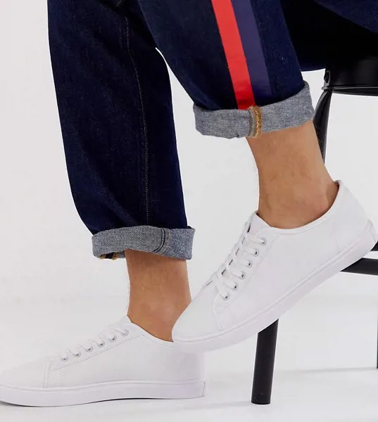 Белые парусиновые кроссовки для широкой стопы ASOS DESIGN-Белый
