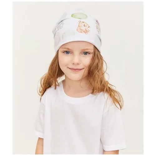 Детская шапка для девочки летняя/демисезонная/цвет белый/размер 48-50