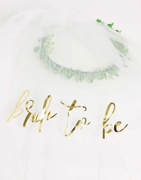 Ободок с надписью Bride To Be и вуалеткой Ginger Ray Wedding-Белый